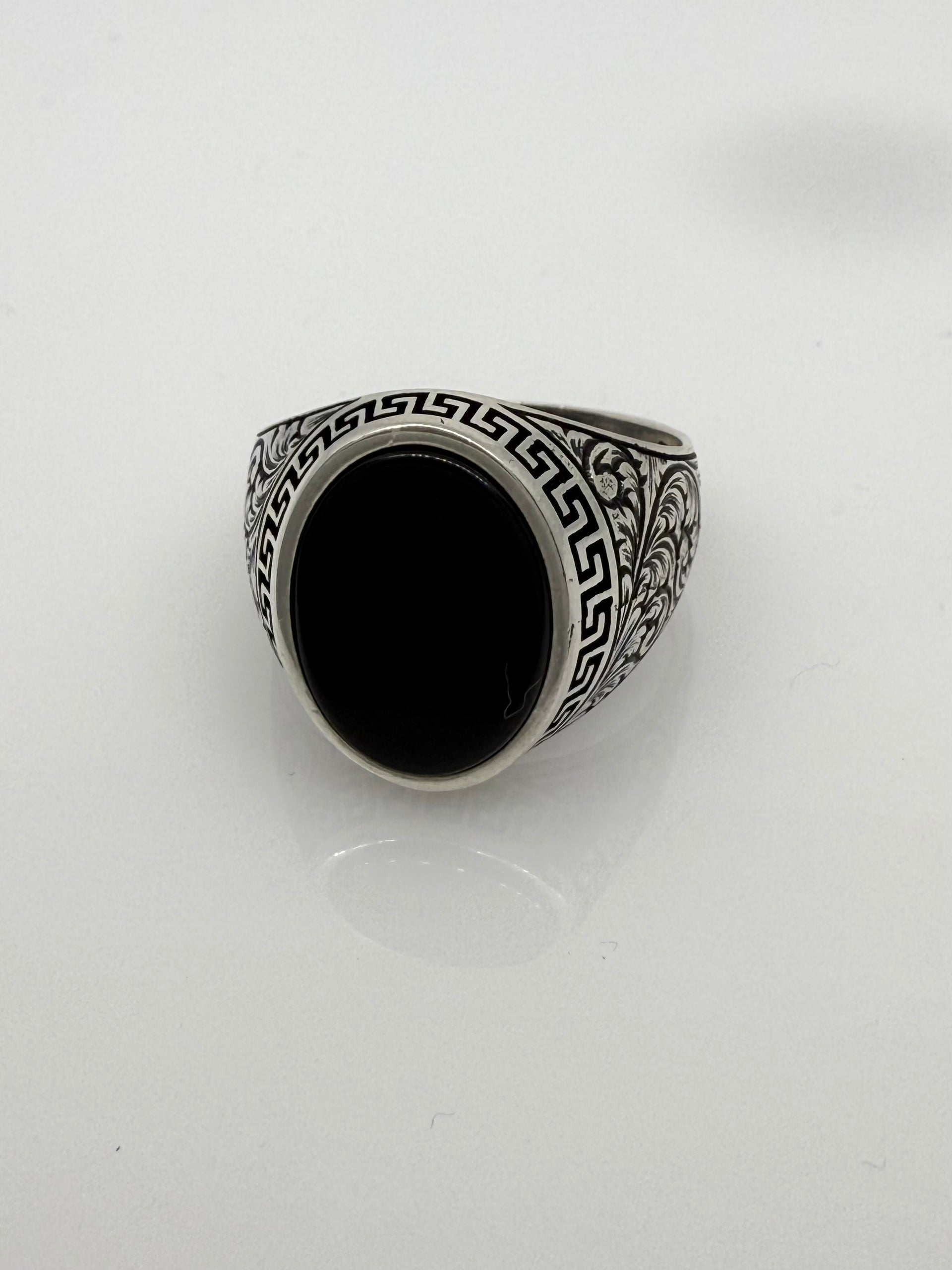 925 Sterling Silver Ring for Men Black Stone