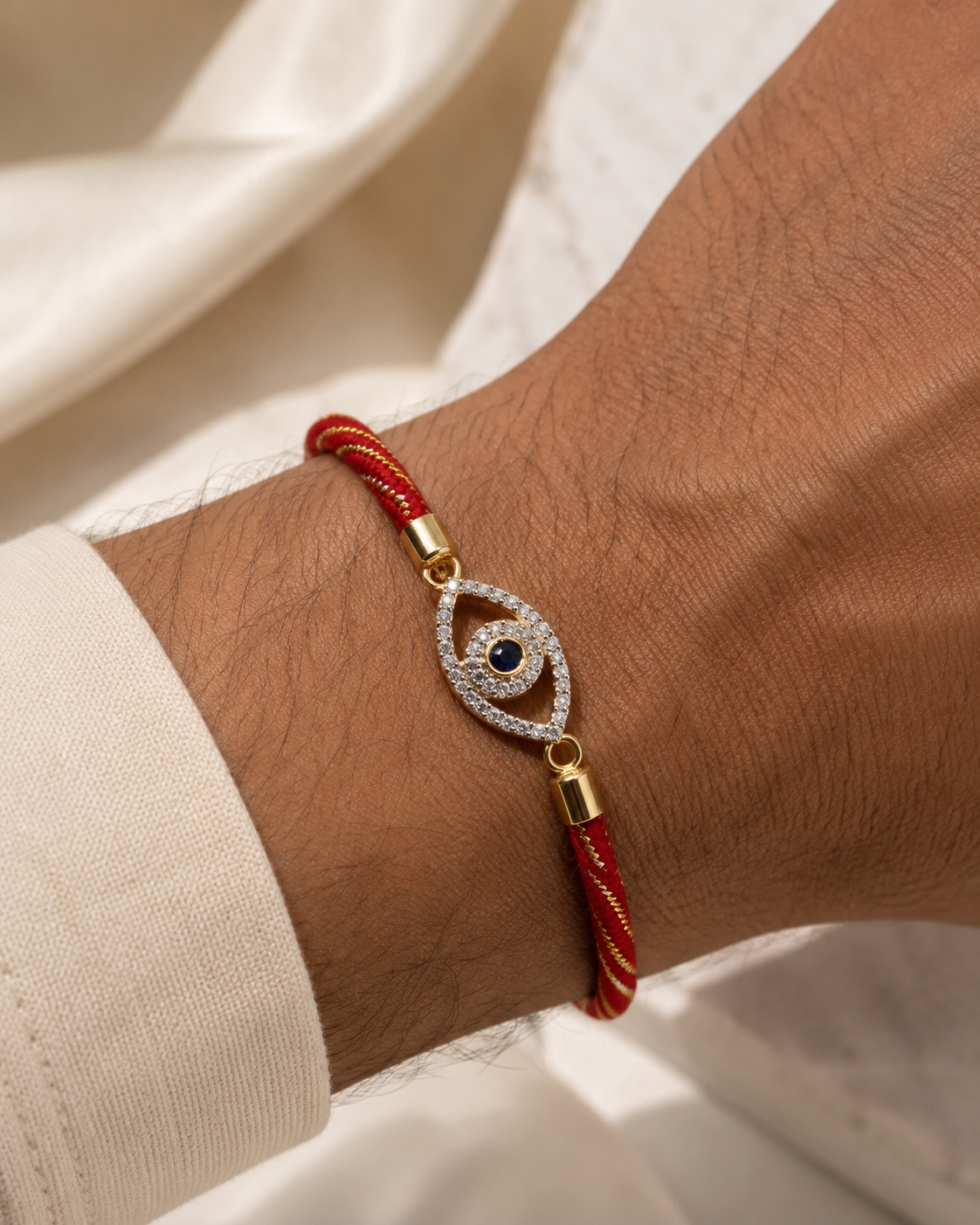 925 Sterling Silver Evil Eye Adjustable Rakhi