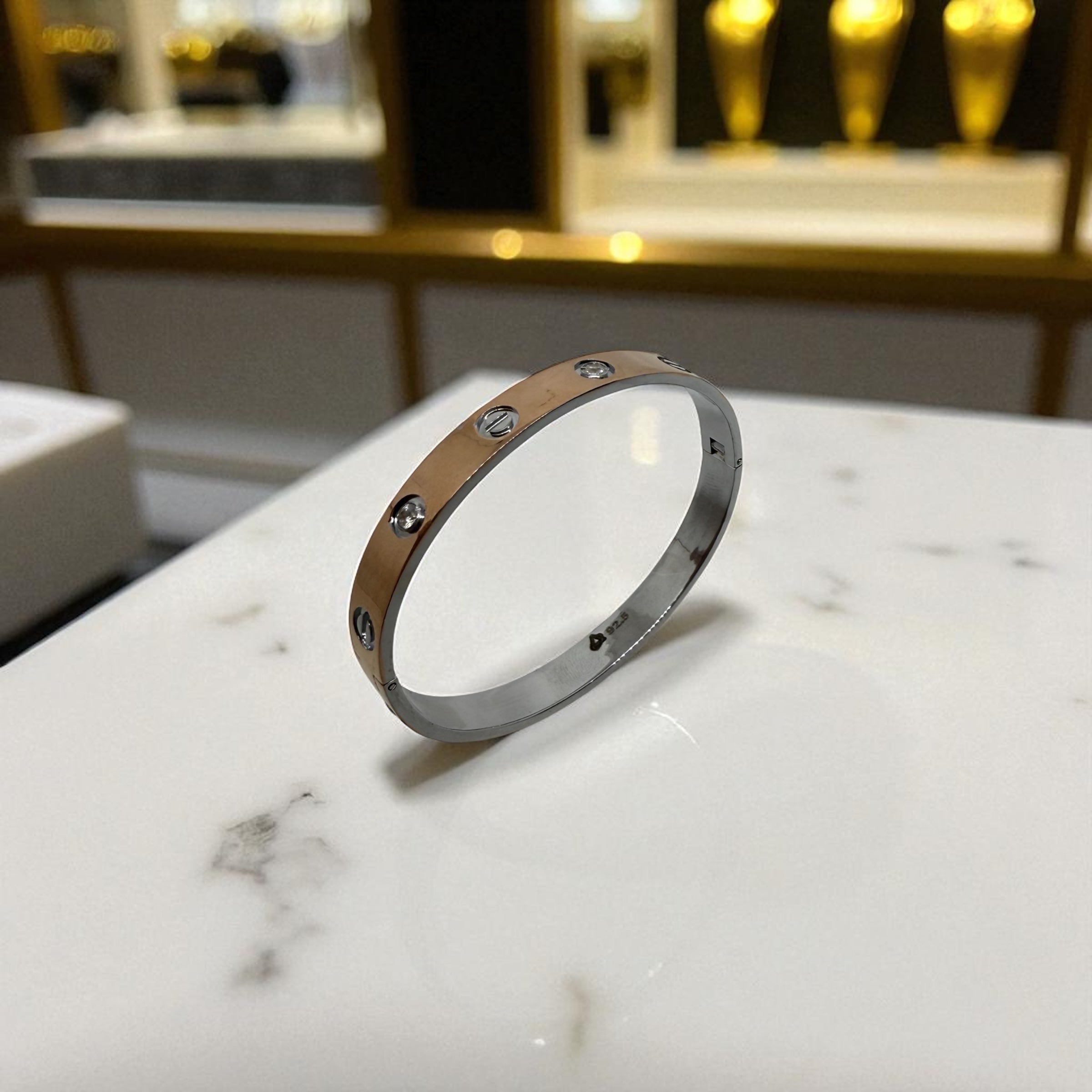 925 Sterling Silver Openable Kada Bangle | Rose Gold Polish | Unisex Bangle | Men’s Kada