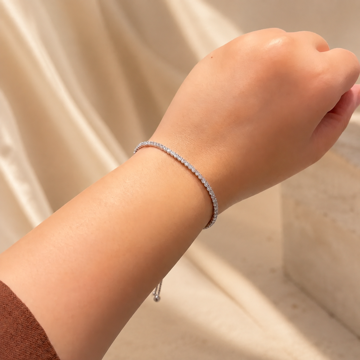 925 Sterling Silver Pull Chain Tennis Bracelet | For Her