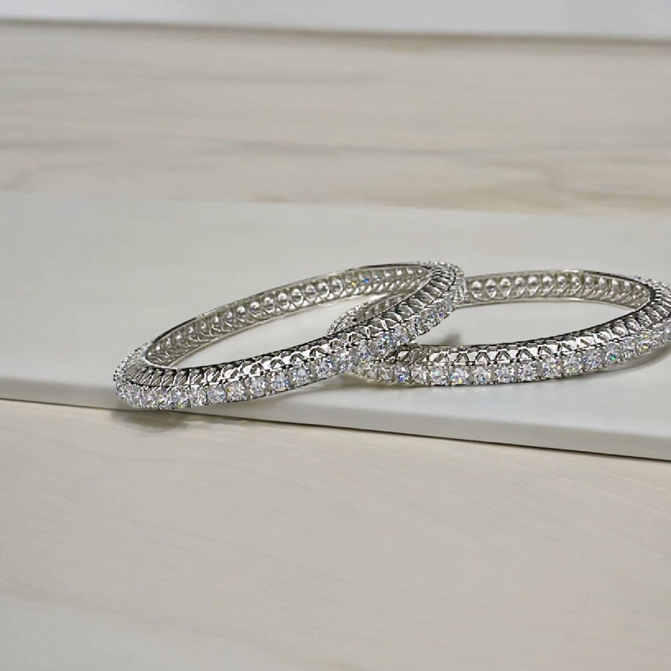 925 Sterling Silver Bangles with AD/CZ Diamonds | Party wear Jewellery