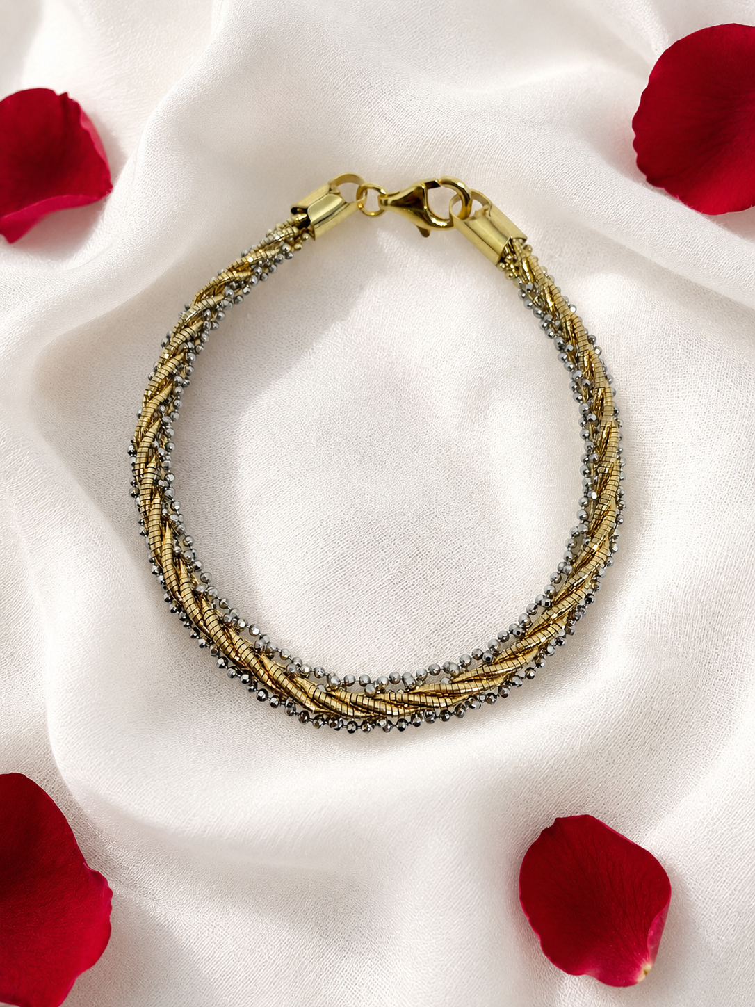 Multi Strand 925 Sterling Silver Italian Weave Bracelet | Gold and Silver