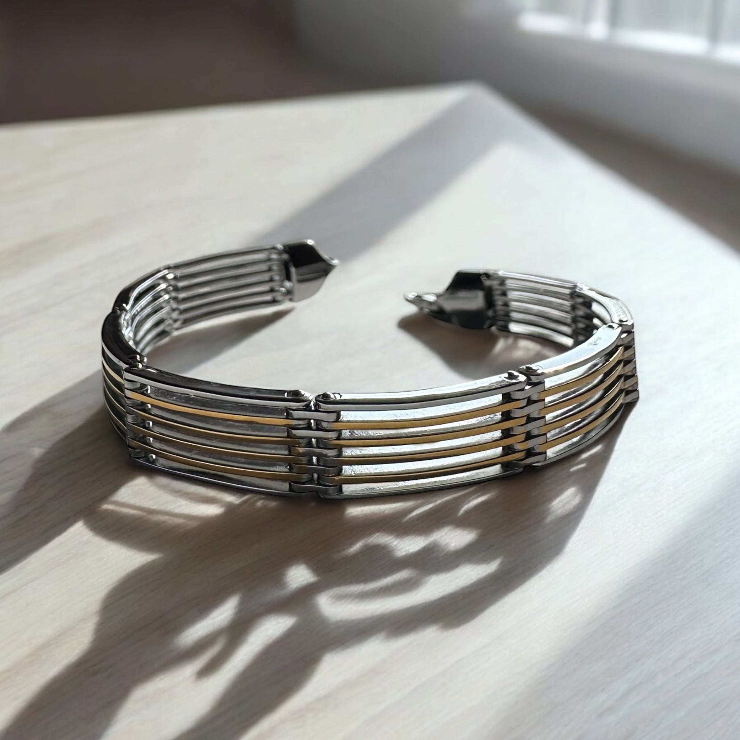 925 Sterling Silver Titanium Strike Men’s Bracelet