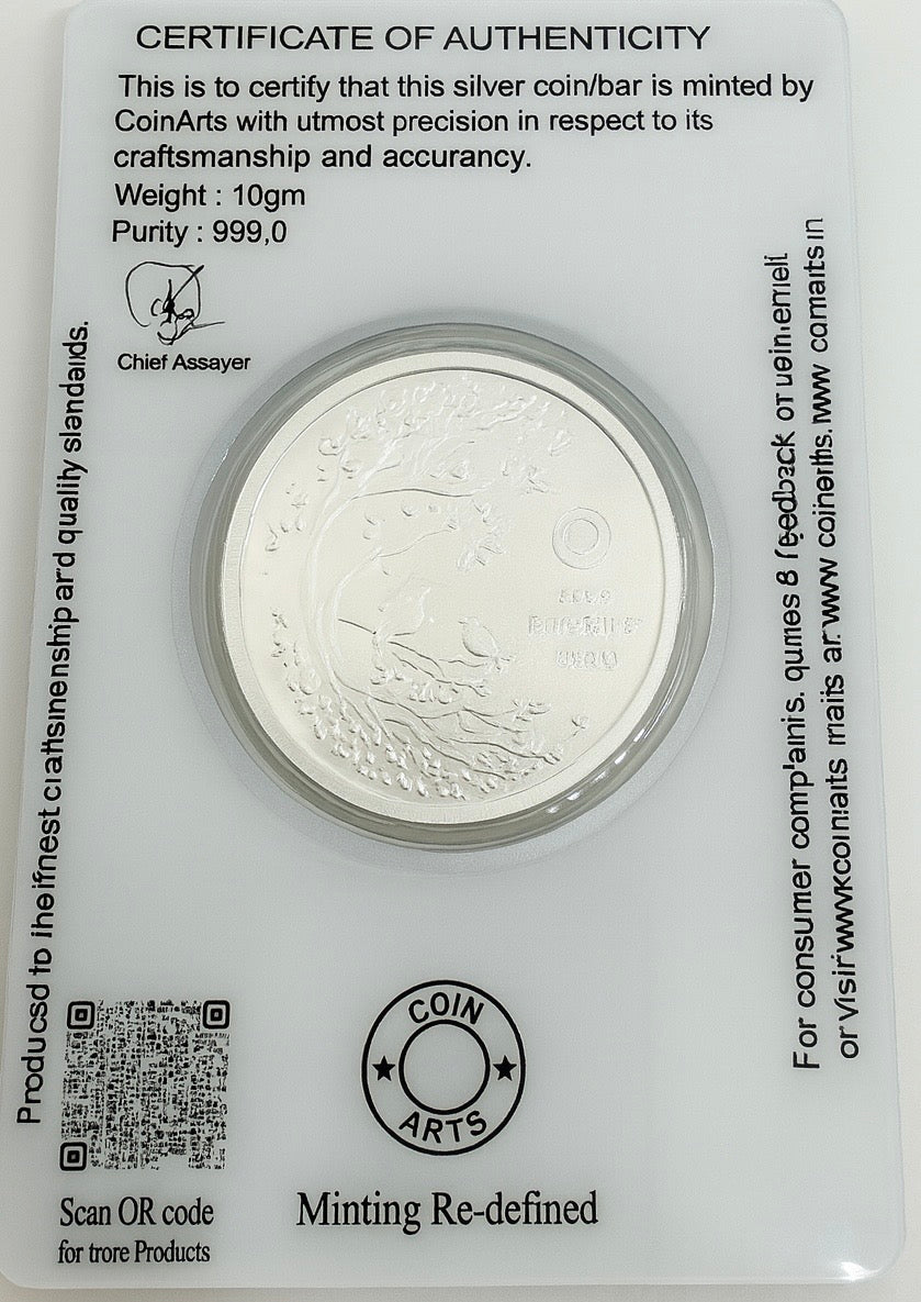 10 GMS BANYAN TREE 999.9 PURE SILVER COIN IN MINTED CARD (10.00 GRAMS) | Festive Coins & Bars