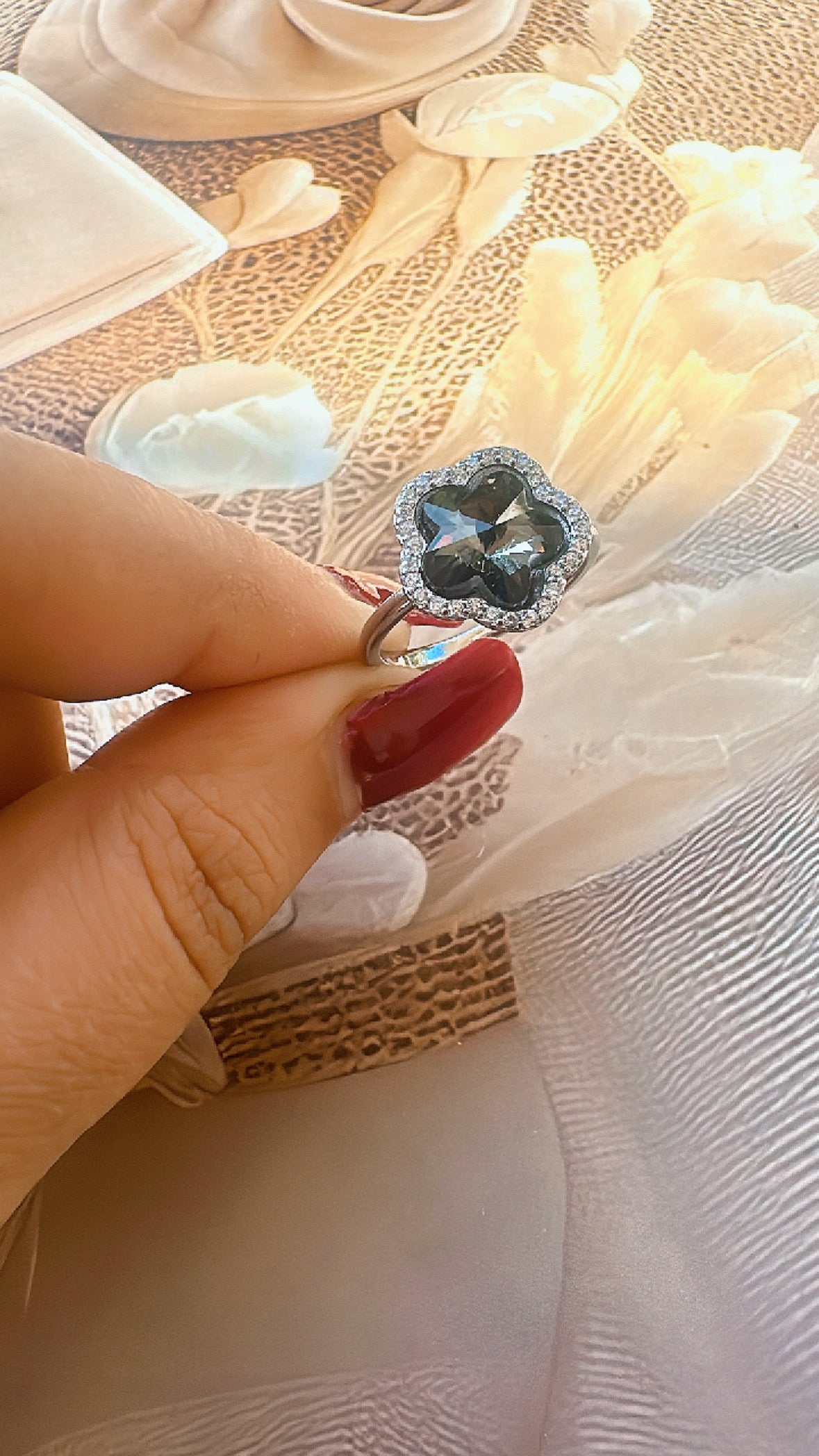 925 Sterling Silver Mist Flower Women Ring