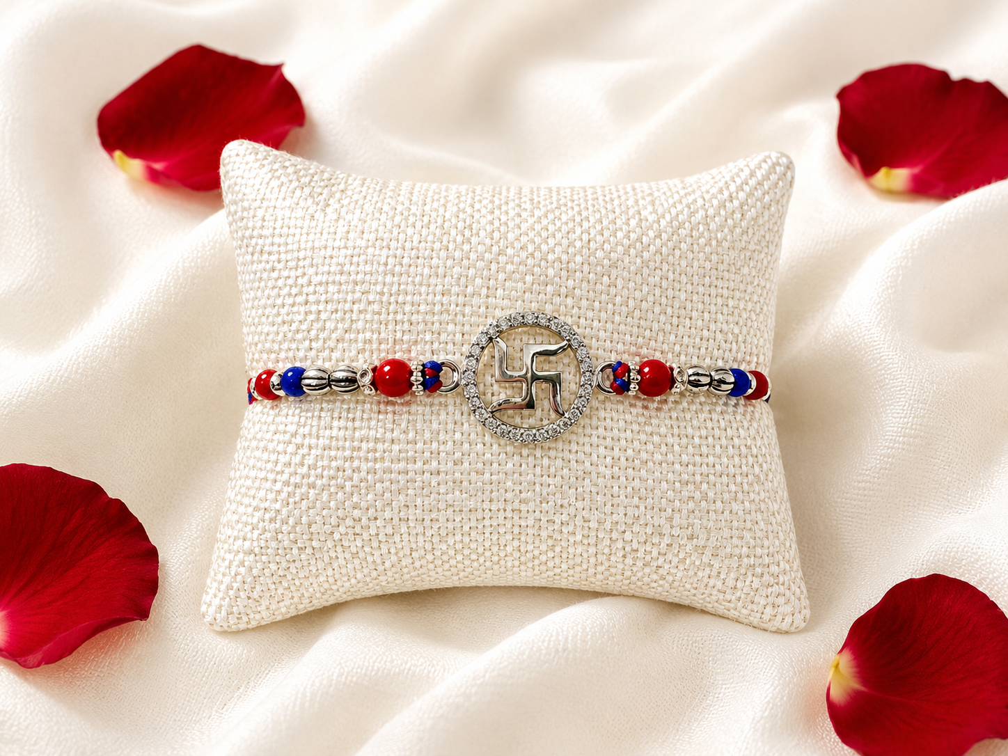 925 Sterling Silver Thread Rakhi | Swastik