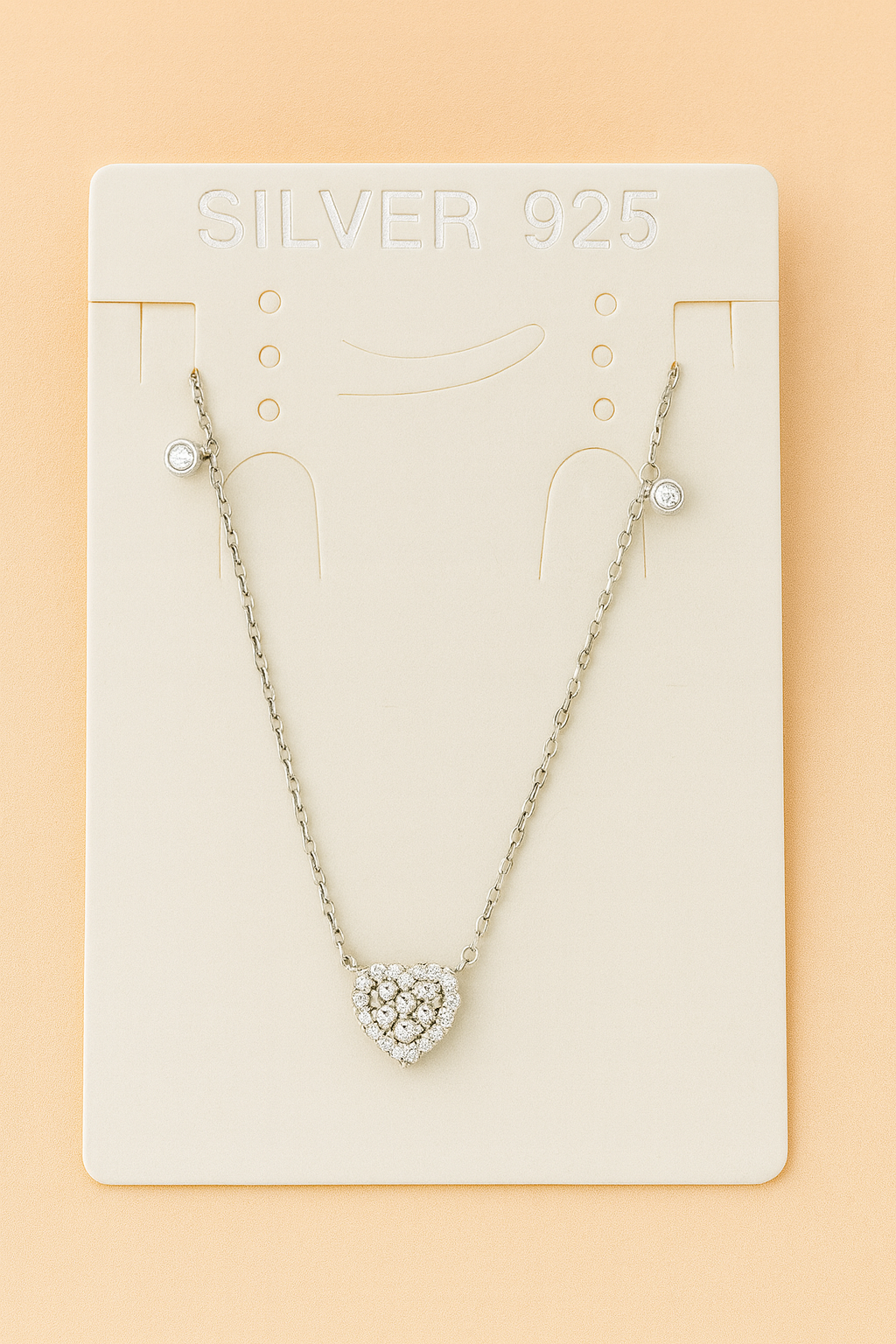 925 Sterling Silver Classic Heart Charm Pendant Neckpiece