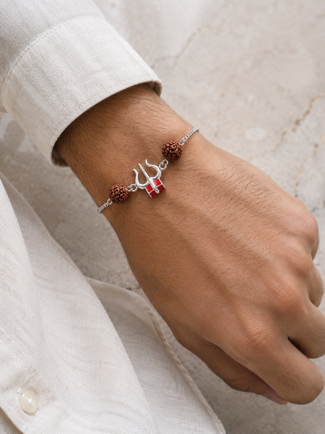 925 Sterling Silver Rakhi Bracelet | Trishool