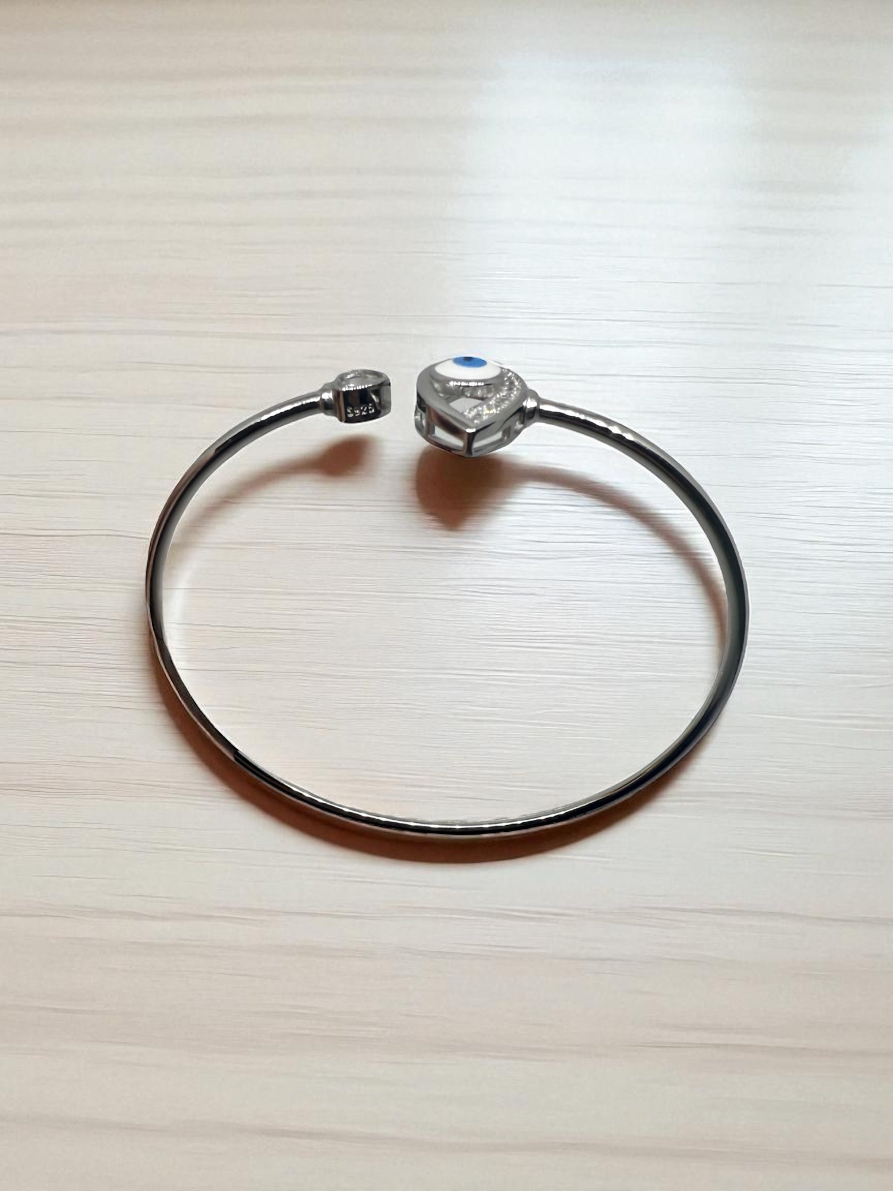 925 Sterling Silver Evil Eye Bangle Bracelet | For Her