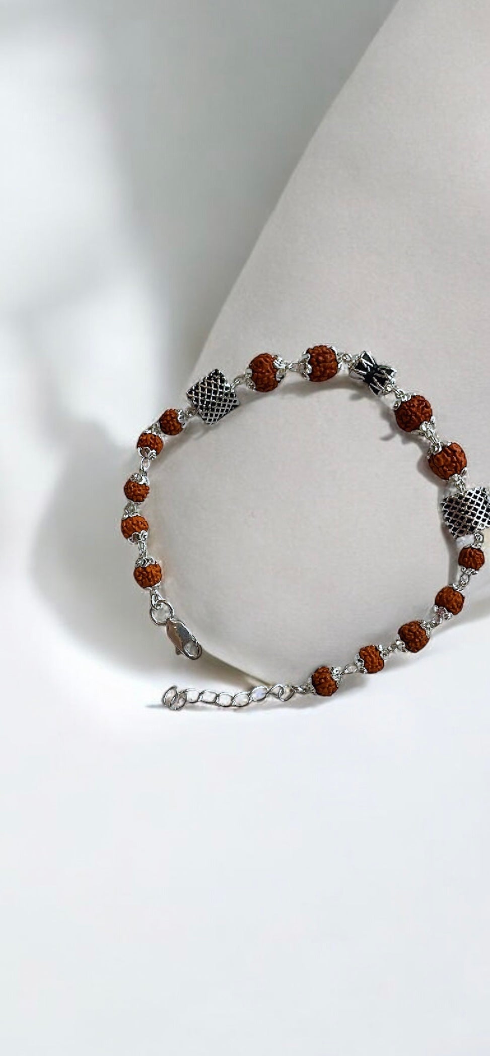 Rudraksha-Damru Pure Silver Men’s Bracelet: Sacred Connection