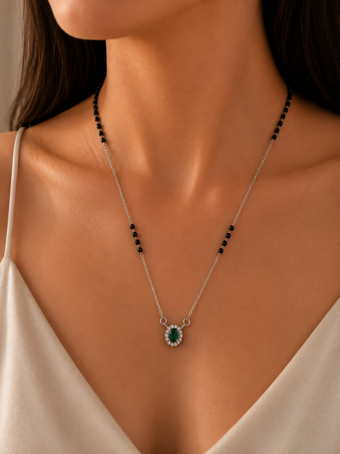 925 Sterling Silver Emerged Mangalsutra