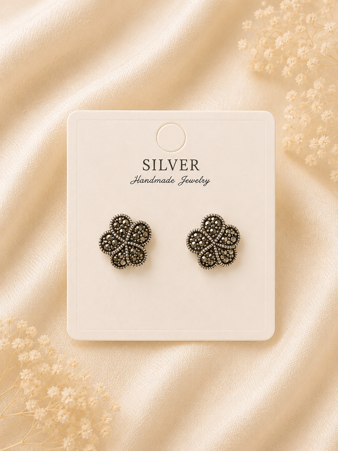 925 Sterling Marcasite Silver Earrings