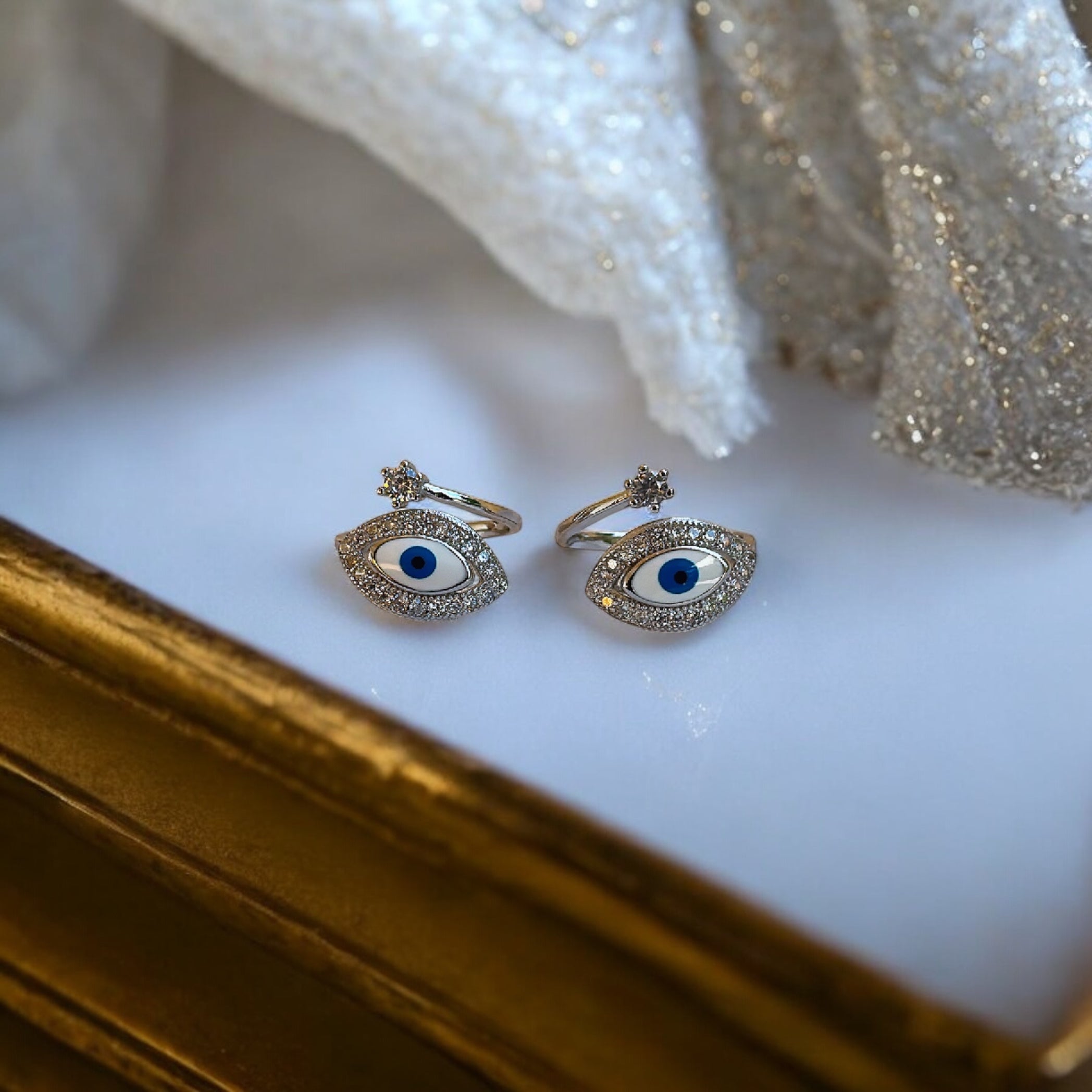 925 Silver Evil Eye Toe Rings (2 Rings) | Free Size