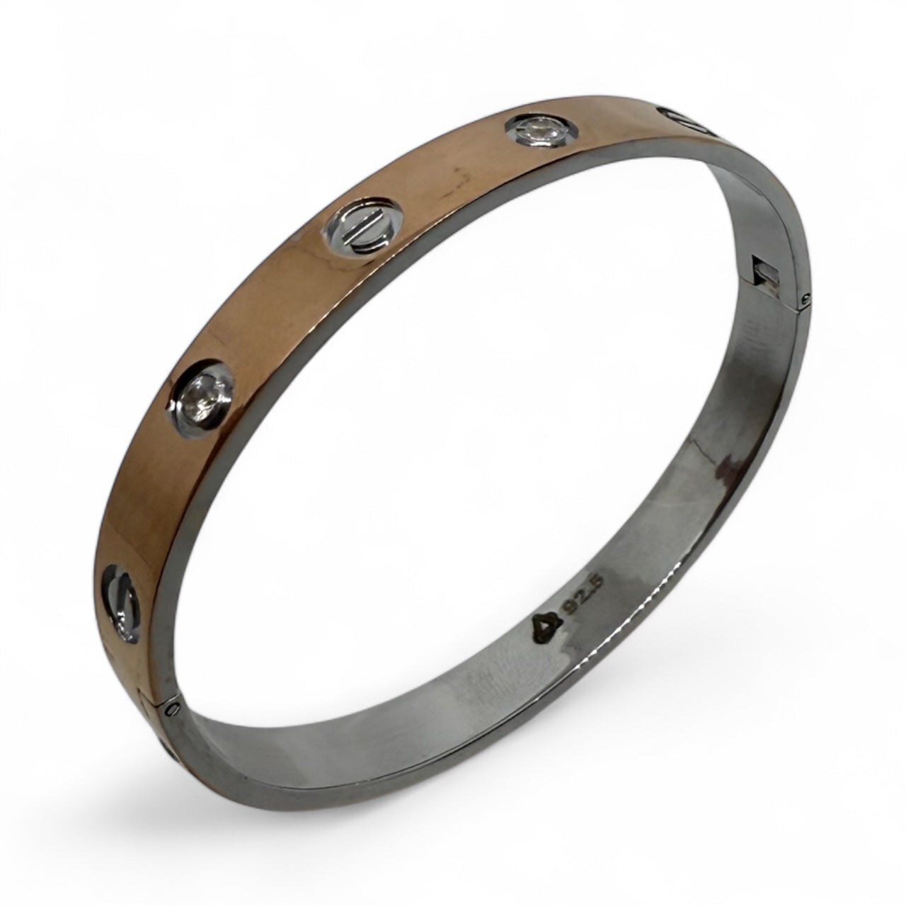 925 Sterling Silver Openable Kada Bangle | Rose Gold Polish | Unisex Bangle | Men’s Kada