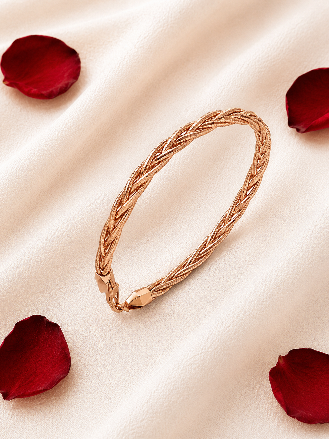 Multi Strand 925 Sterling Silver Italian Weave Bracelet | Rose Gold