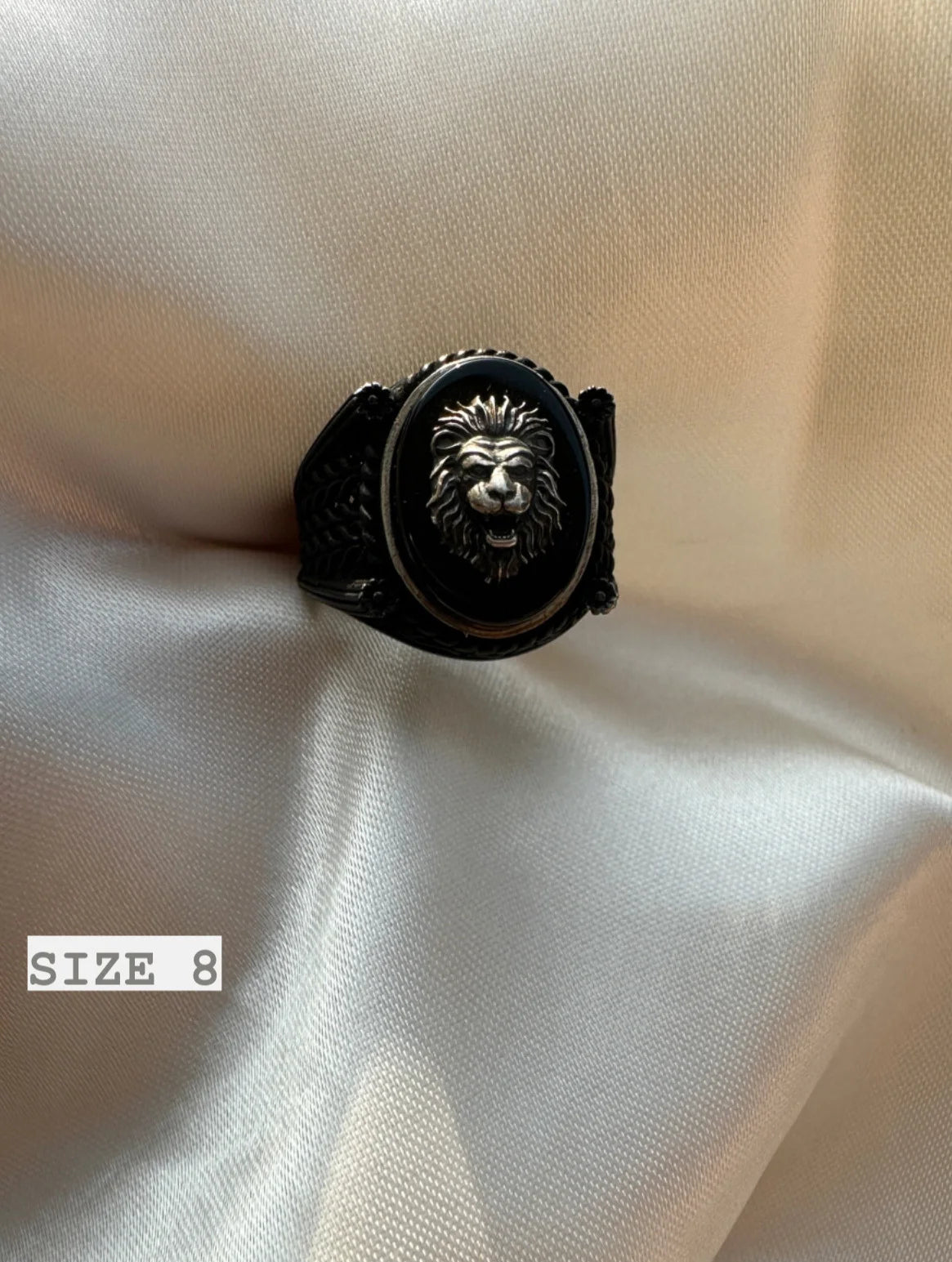 925 Oxidised Silver Ring for Men | Lion Head